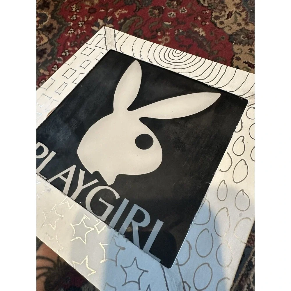RARE Vintage Playgirl Carnival Glass Prize Mirror PLAYBOY BUNNY 8